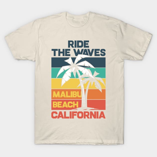 Ride the Waves palm tree malibu T-Shirt by SpaceWiz95